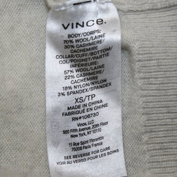 VINCE Sweater Cashmere Wool Blend Short Raglan Sleeve Sand Off White X-Small - Picture 5 of 11
